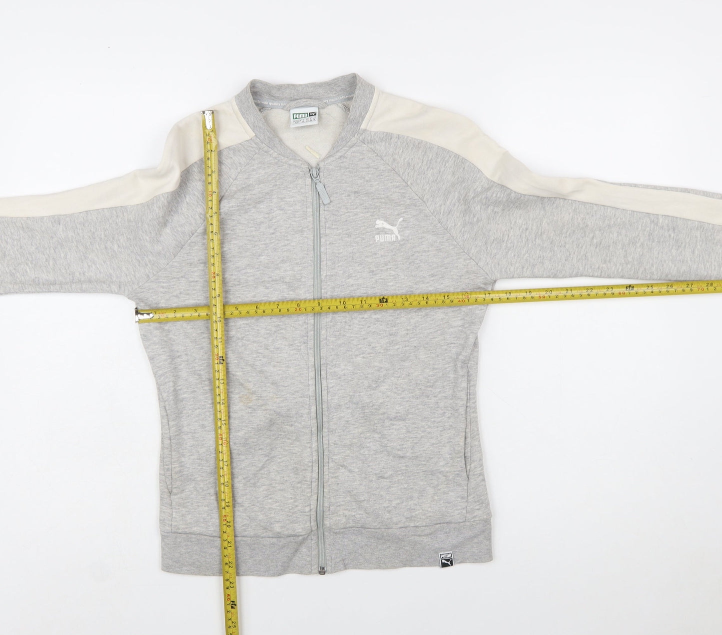 Puma Women's Grey Full Zip Hoodie Size 10 Cotton Blend Casual Sportswear