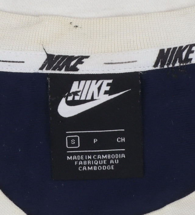 Nike Men's Beige & Navy Logo Pullover Sweatshirt Size S