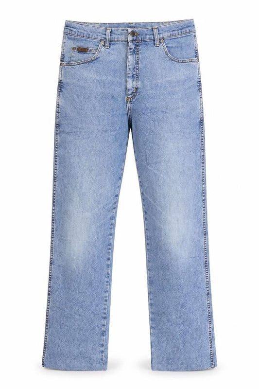 Wrangler Men’s Blue 36x34 Straight Fit Light Wash Stretch Denim Jeans