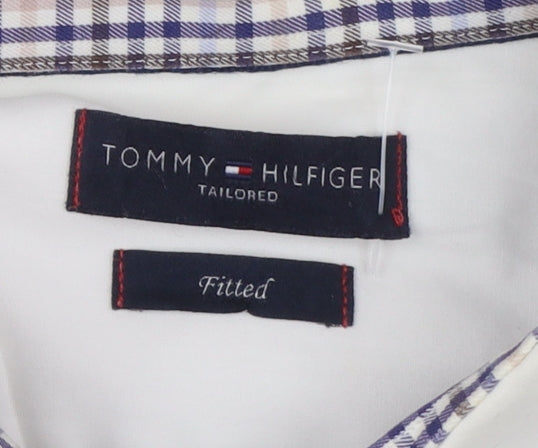 Tommy Hilfiger Men's White Slim Fit Long Sleeve Button-Up Shirt Size L