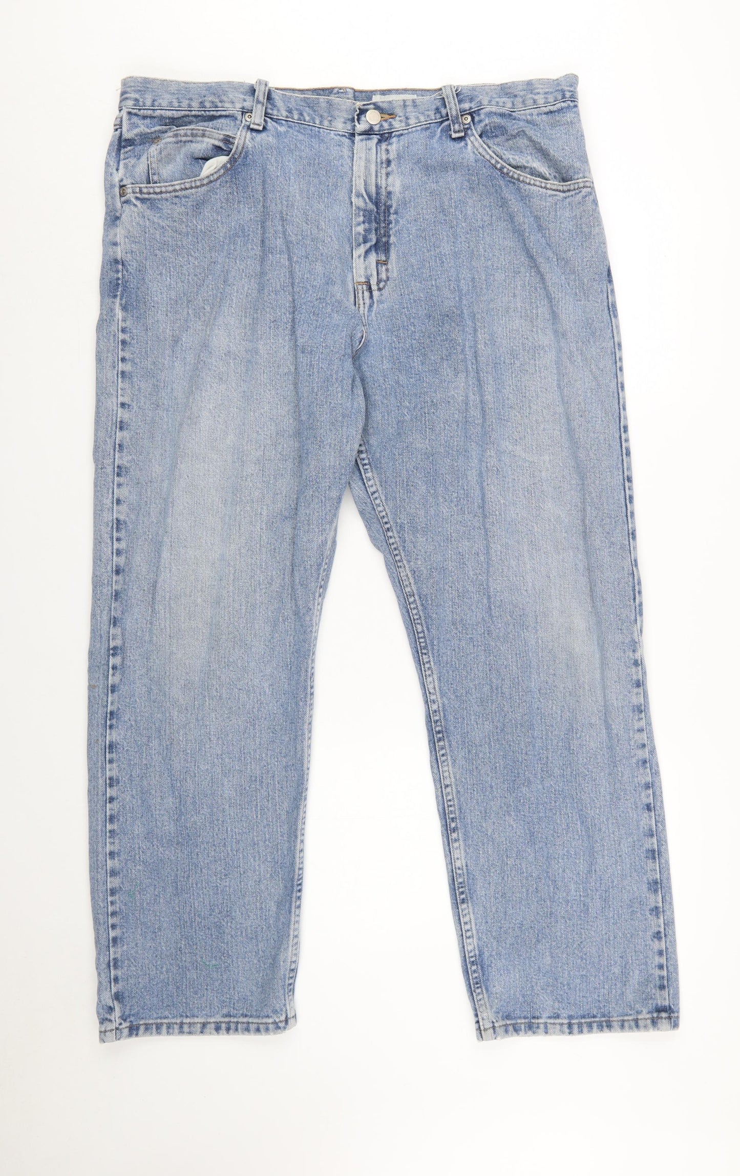 Wrangler Men’s Blue Straight Leg Jeans 38x29 Relaxed Fit Denim