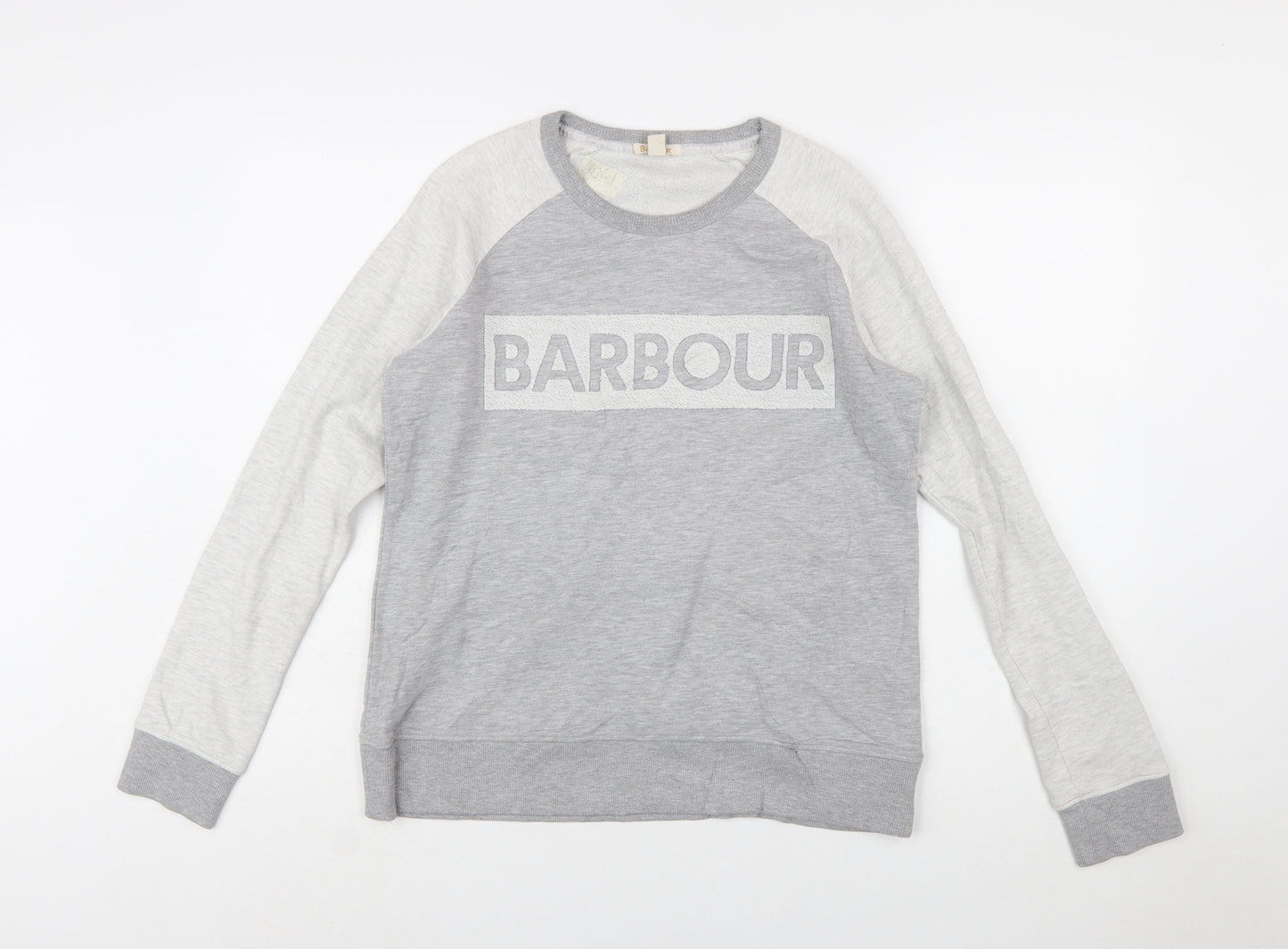 Barbour Women Grey Colourblock Logo Sweatshirt UK 10 Cotton Blend