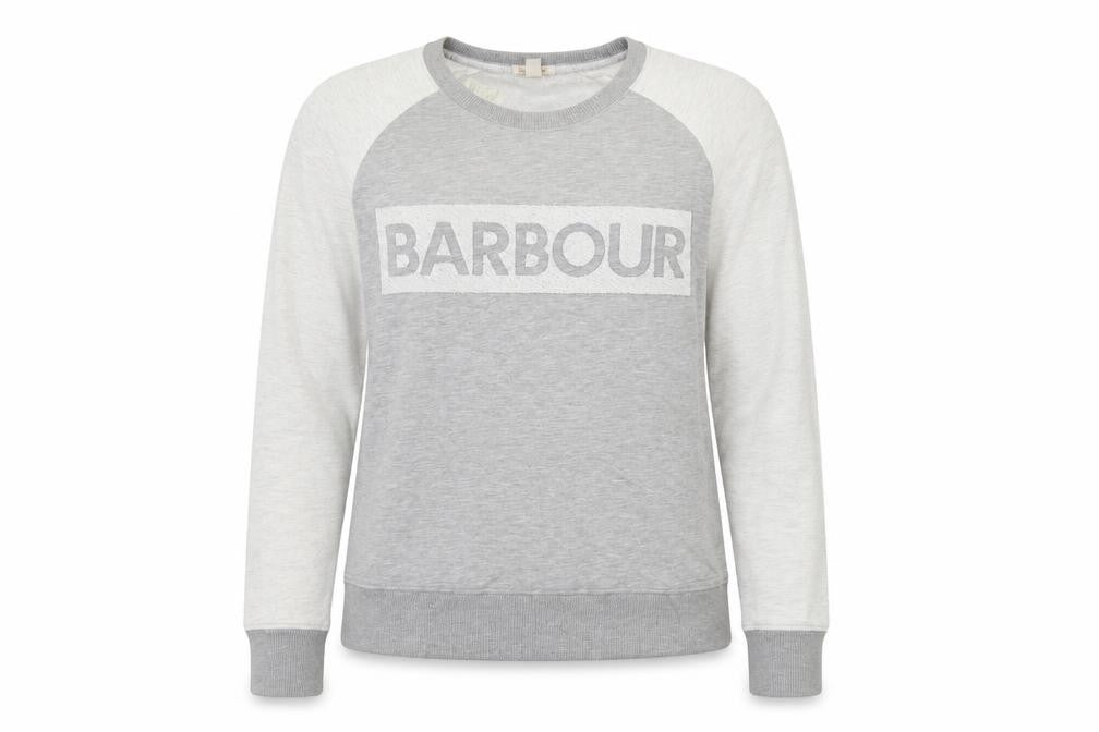 Barbour Women Grey Colourblock Logo Sweatshirt UK 10 Cotton Blend