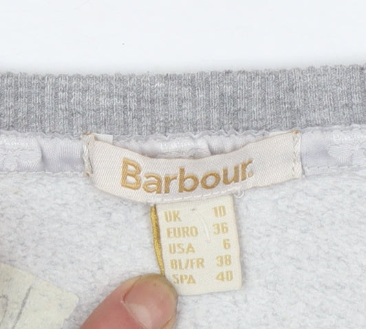 Barbour Women Grey Colourblock Logo Sweatshirt UK 10 Cotton Blend