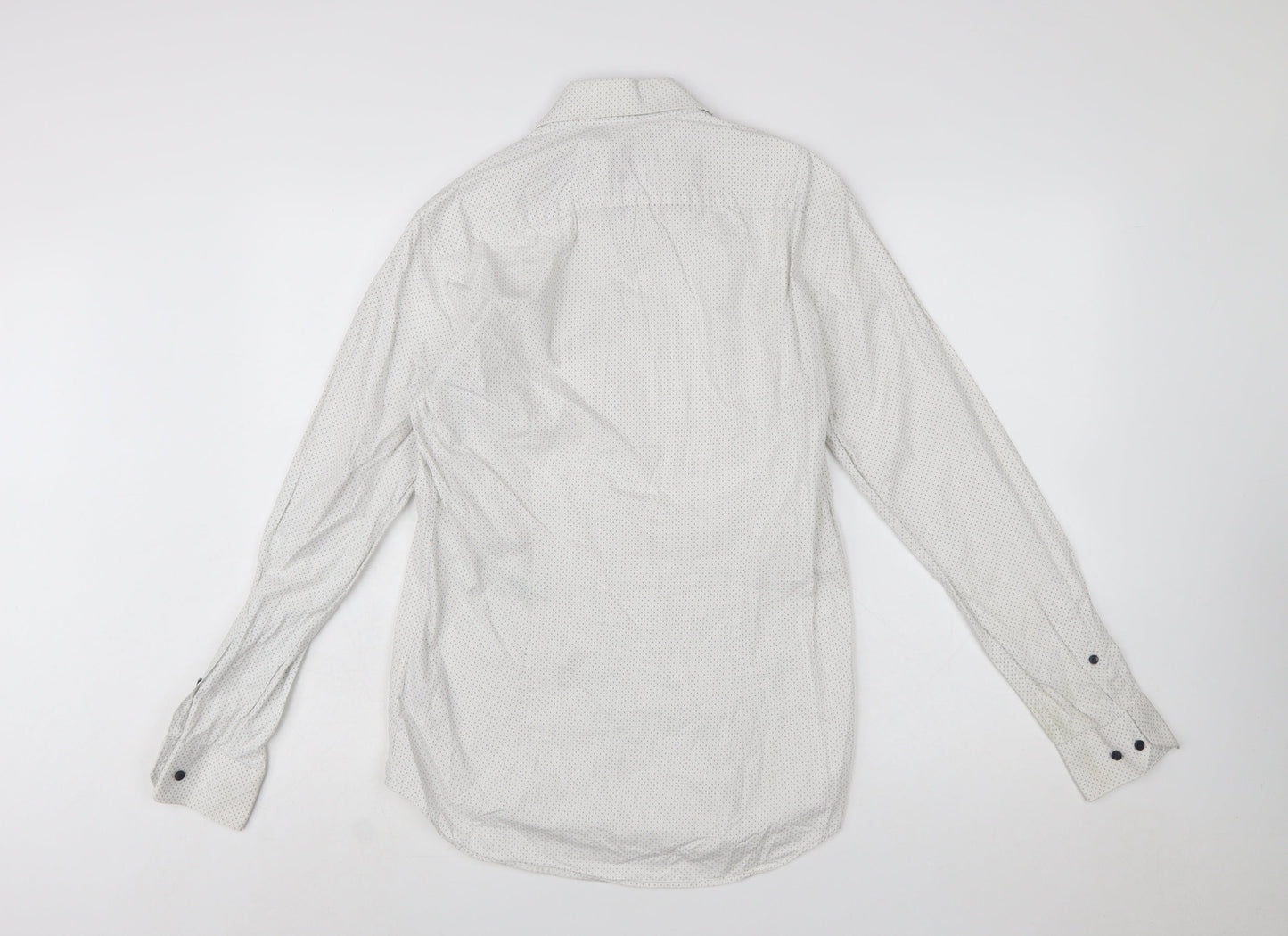 Tommy Hilfiger Men's White Slim Fit Polka Dot Button-Up Shirt Size 15