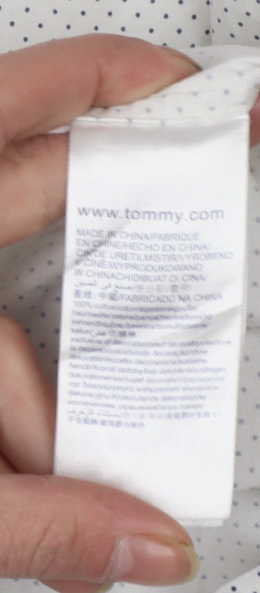 Tommy Hilfiger Men's White Slim Fit Polka Dot Button-Up Shirt Size 15