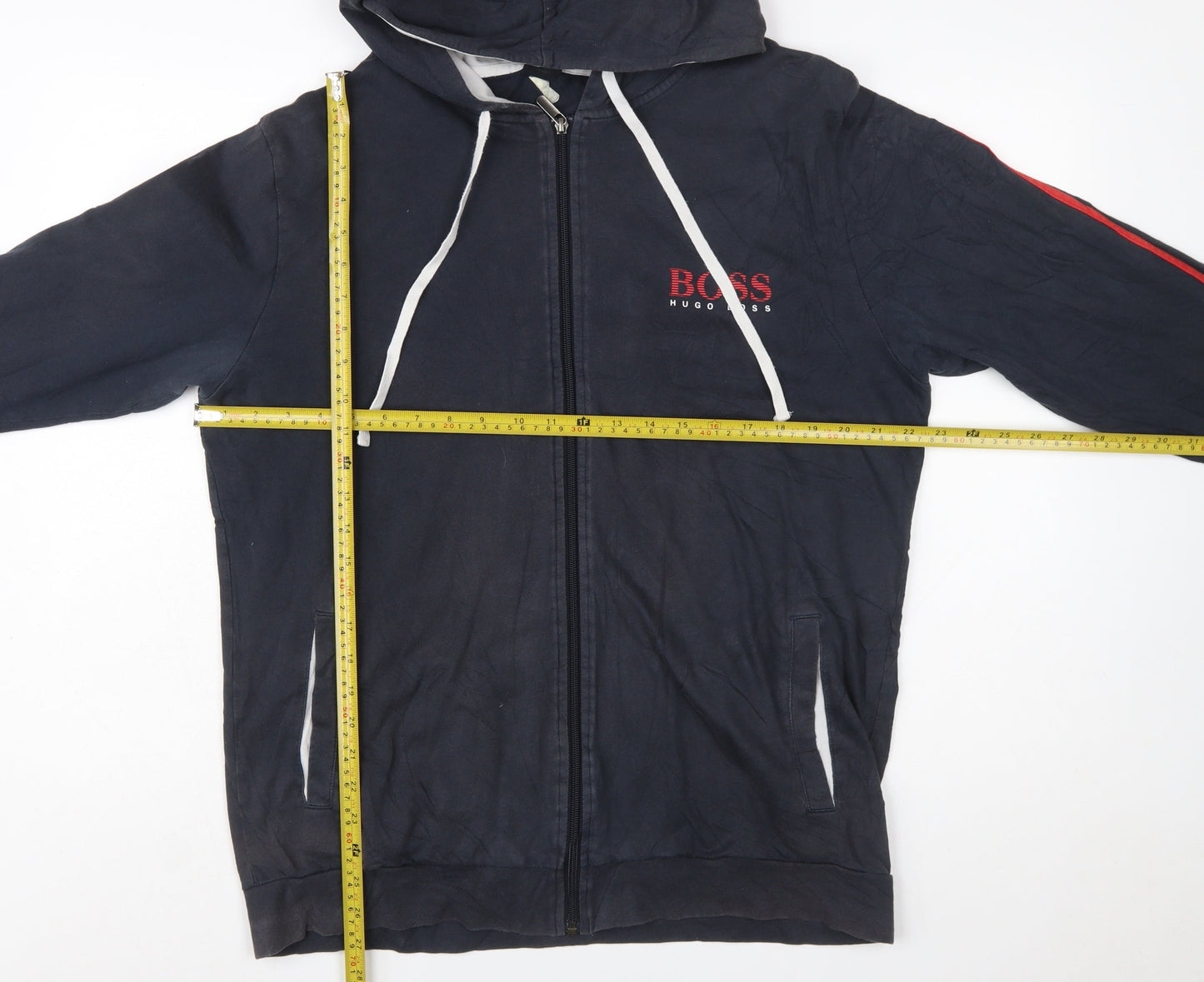 Hugo Boss Men's Blue Full Zip Hoodie XL Logo Design
