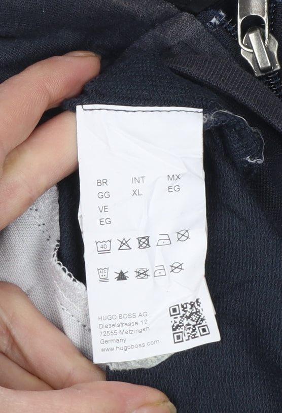 Hugo Boss Men's Blue Full Zip Hoodie XL Logo Design