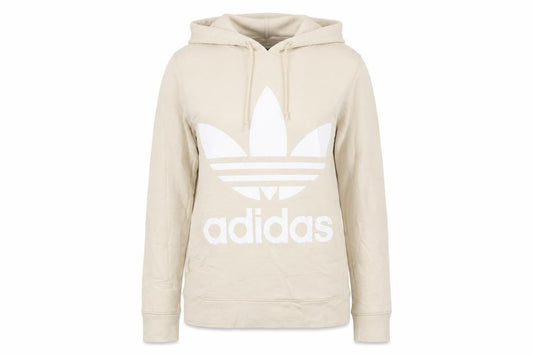 Adidas Women Beige Hooded Pullover Hoodie UK 6 Cotton Blend Logo