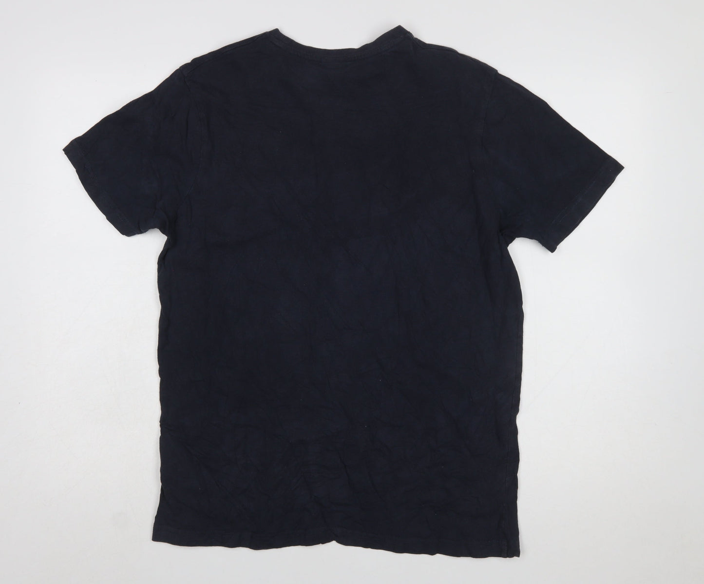 Ellesse Men's Blue Regular Fit Cotton Crew Neck Logo T-Shirt L