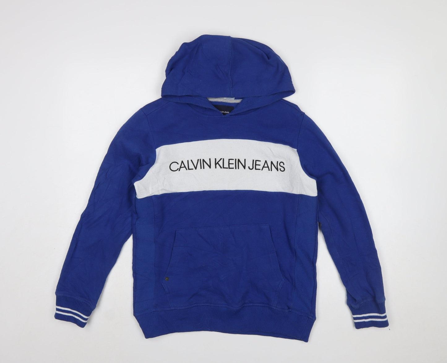 Calvin Klein Jeans Boys Blue Pullover Hoodie M (10/12) Cotton Blend