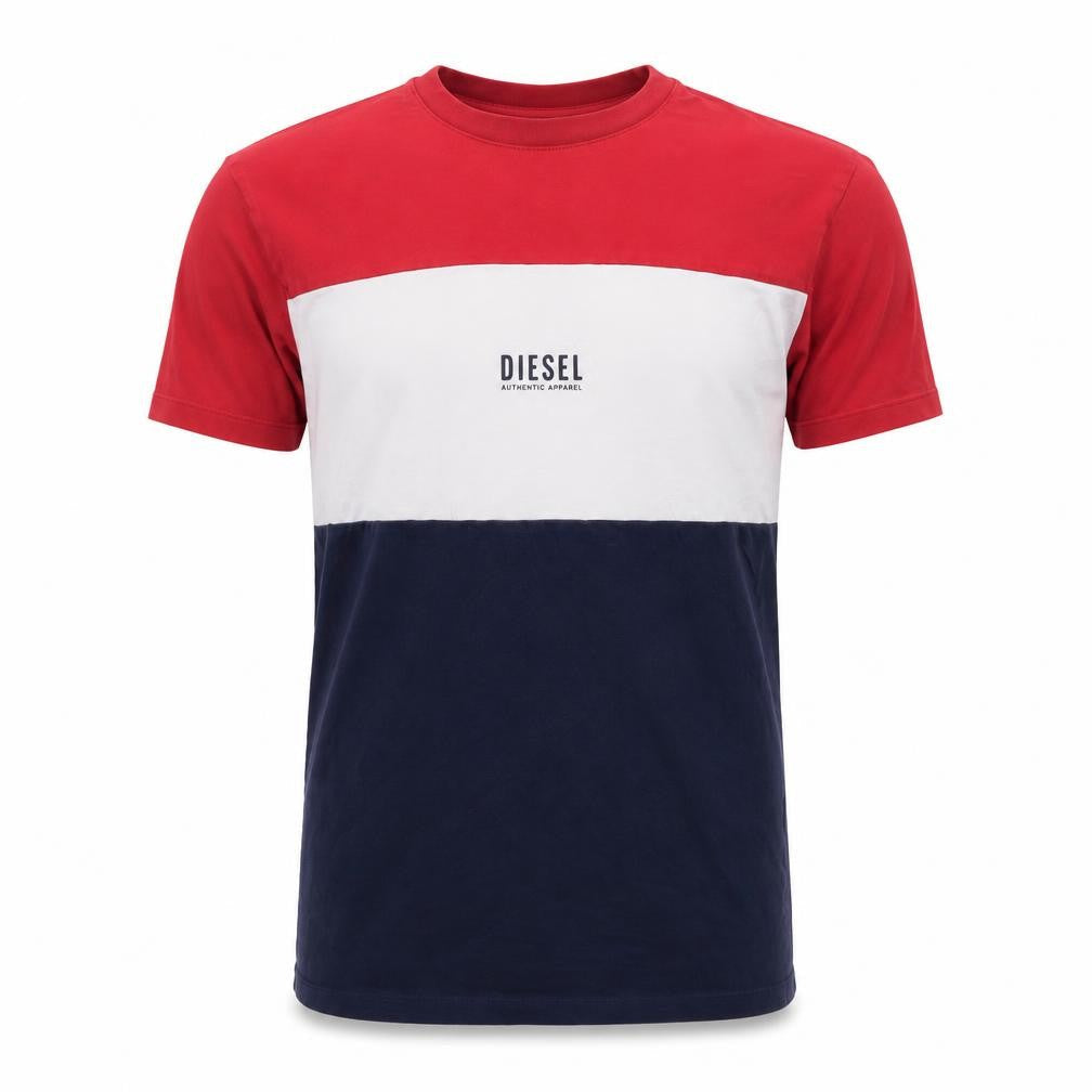 Diesel Men's Multicoloured Cotton Crew Neck Colourblock T-Shirt Size S