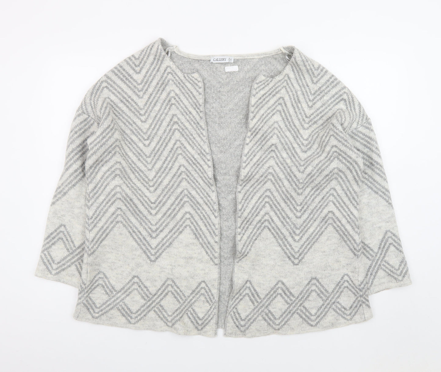 Gallery Women's Grey Large Knit Cardigan Jumper