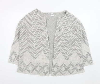 Additional front view of Gallery Women's Grey Large Knit Cardigan Jumper