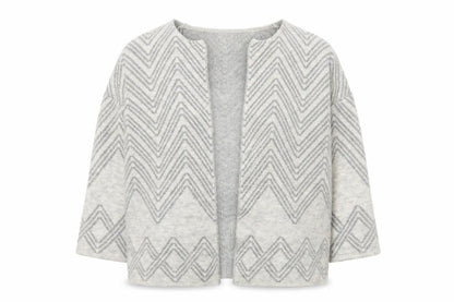 Front view of Gallery Women's Grey Large Knit Cardigan Jumper