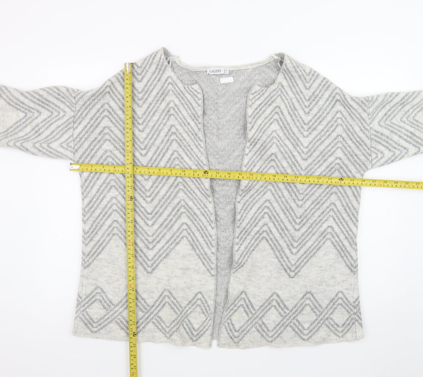 Gallery Women's Grey Large Knit Cardigan Jumper