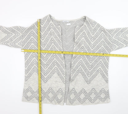 Back view of Gallery Women's Grey Large Knit Cardigan Jumper