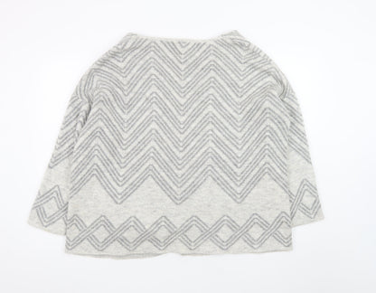Close-up detail of Gallery Women's Grey Large Knit Cardigan Jumper