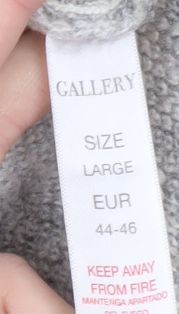 Gallery Women's Grey Large Knit Cardigan Jumper