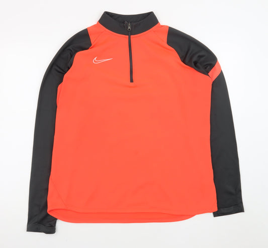 Nike Men's Orange Black Dri-Fit 1/4 Zip Athletic Track Jacket Size L
