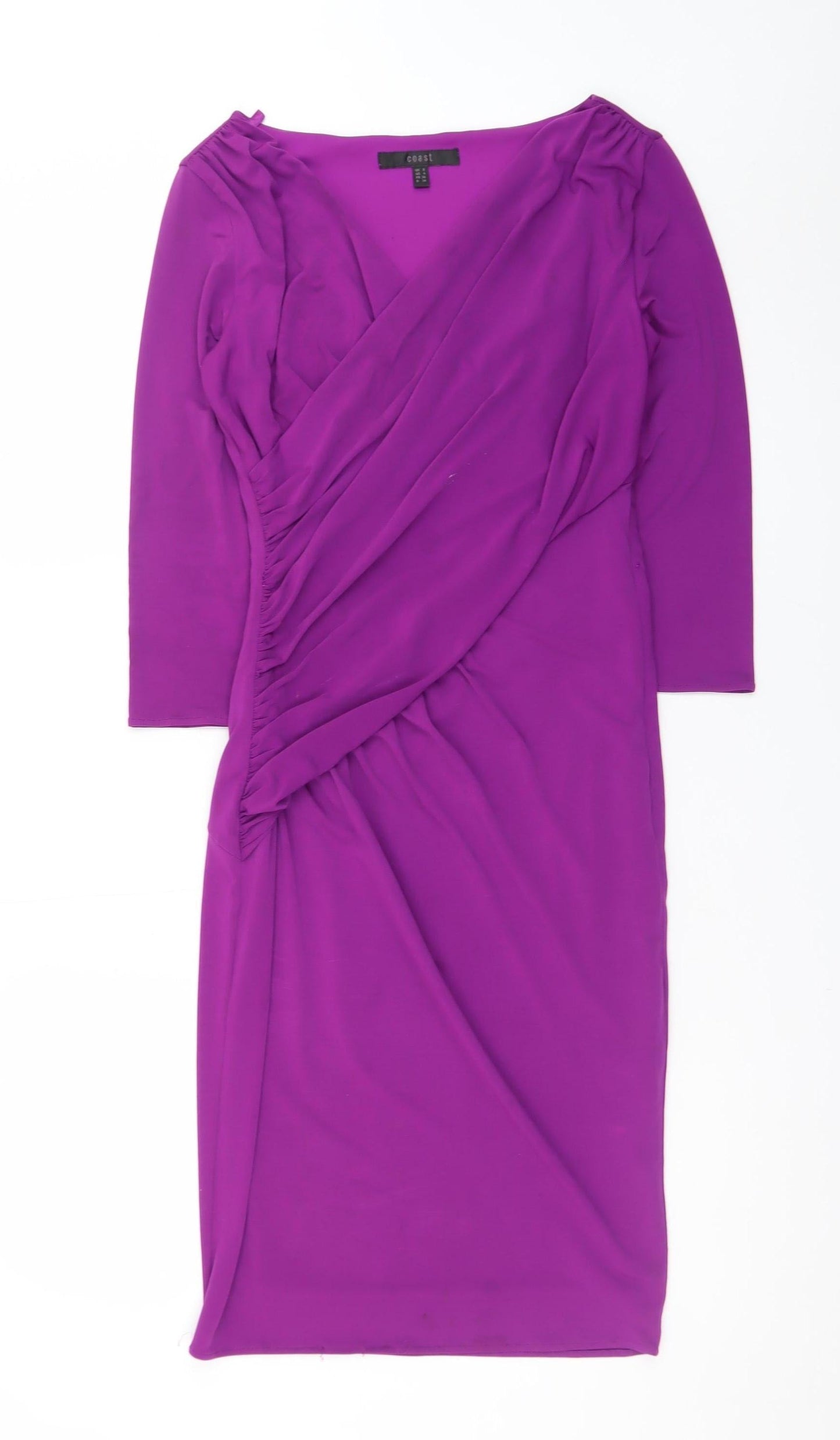 Coast Women Purple Size 8 Wrap Dress 3/4 Sleeve Knee Length