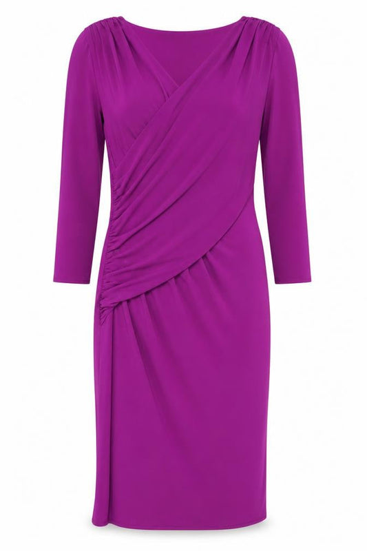Coast Women Purple Size 8 Wrap Dress 3/4 Sleeve Knee Length