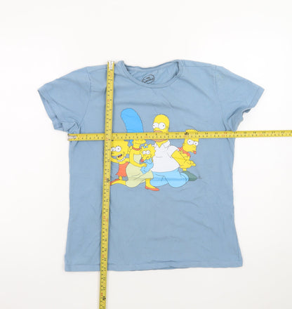 Back view of The Simpsons boys’ blue short sleeve graphic t-shirt, size S