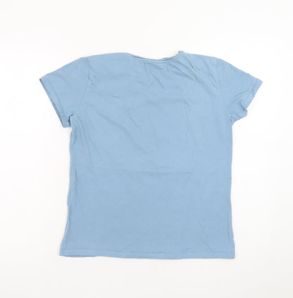 Close-up detail of The Simpsons boys’ blue short sleeve graphic t-shirt, size S