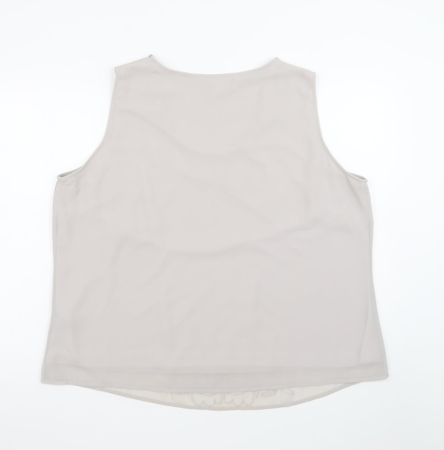 Nightingales Women’s Beige Sleeveless Beaded Tunic Blouse Size 24