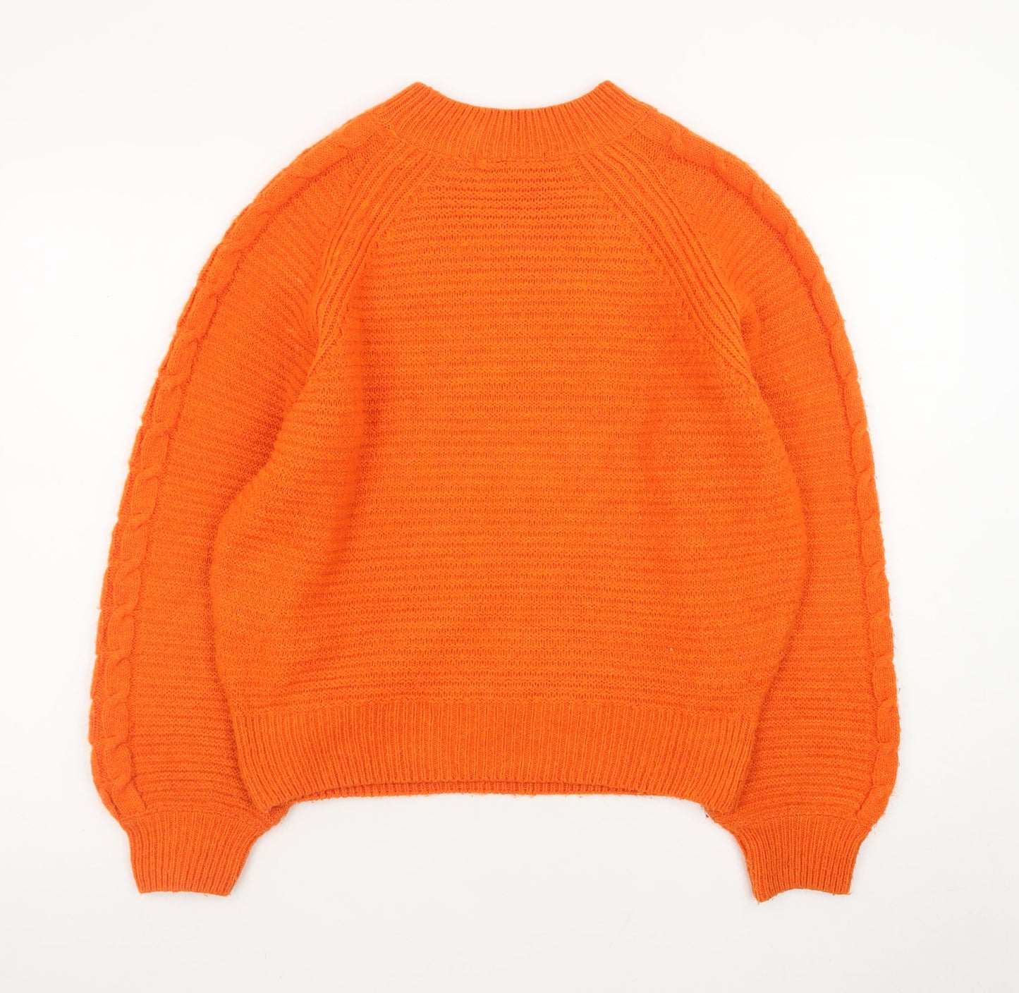 Next Women’s Orange Cable-Knit Jumper XS Crew Neck Pullover