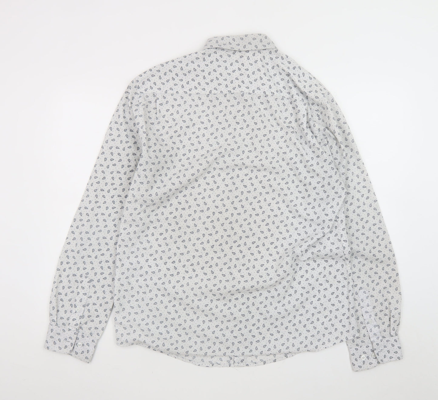 Peter Werth Men's White Paisley Long Sleeve Cotton Button-Up Shirt Size L