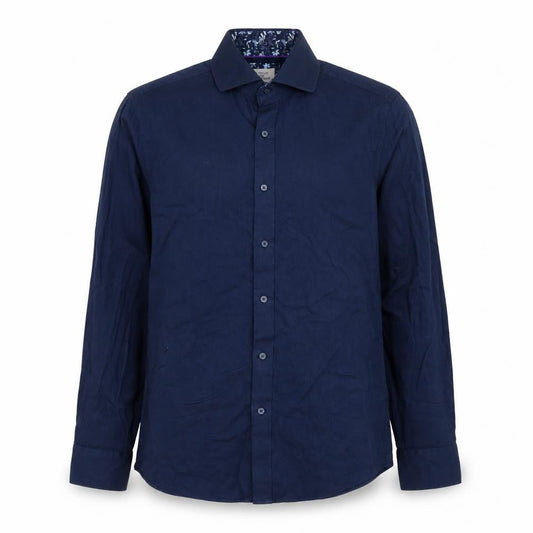 Gianni Feraud Men's Blue Slim Fit Long Sleeve Cotton Button-Up Shirt Size M