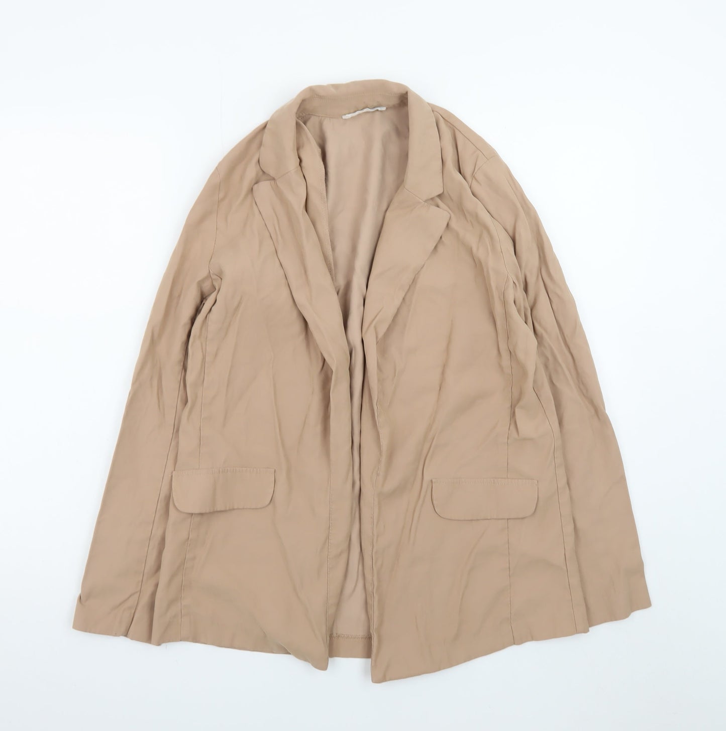 Primark Women Beige Size 8 Blazer Classic Mid-Length Jacket