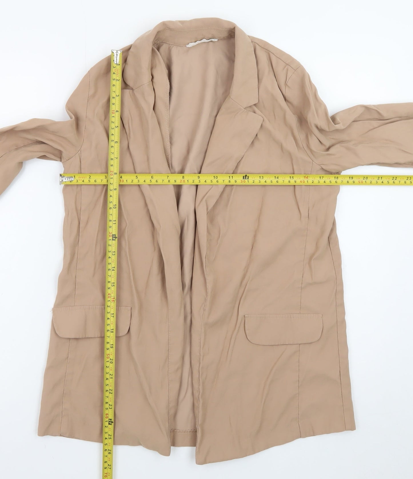 Primark Women Beige Size 8 Blazer Classic Mid-Length Jacket