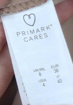 Primark Women Beige Size 8 Blazer Classic Mid-Length Jacket