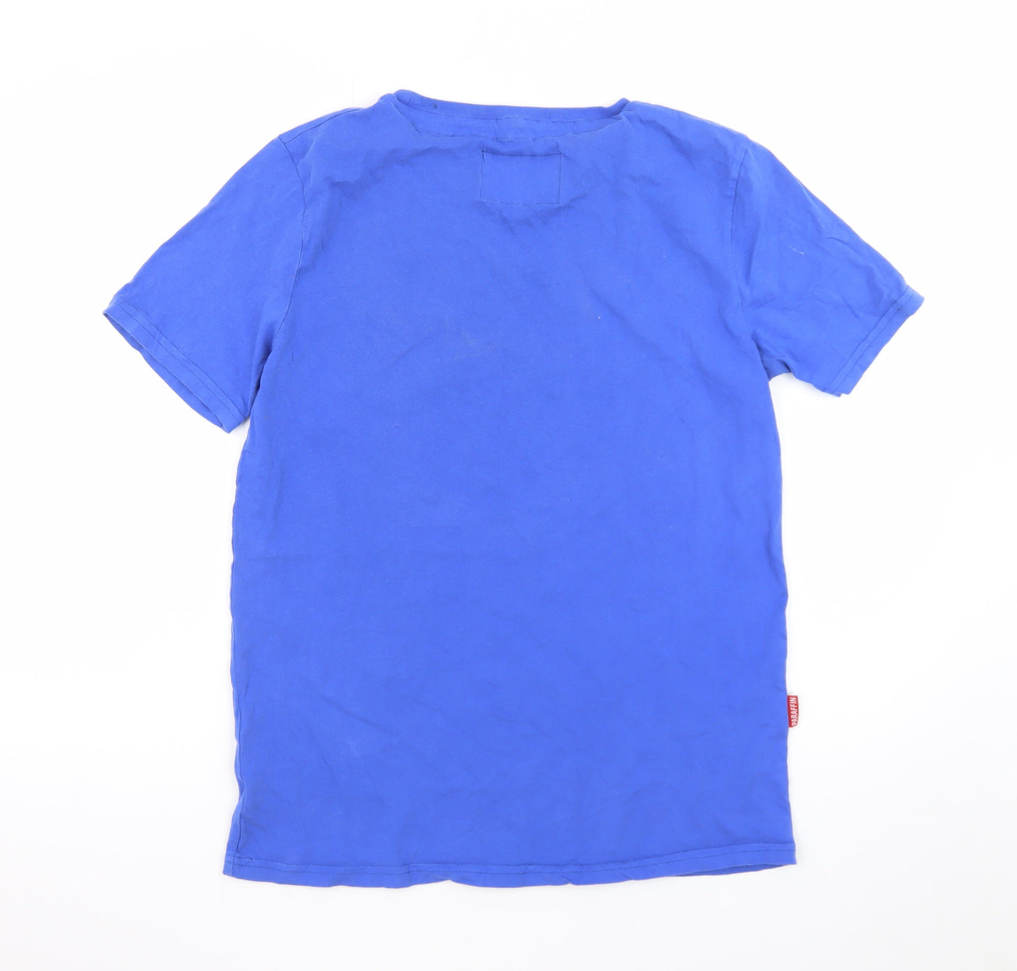 Paraffin Men’s Blue Regular Fit Cotton Crew Neck T-Shirt Size L