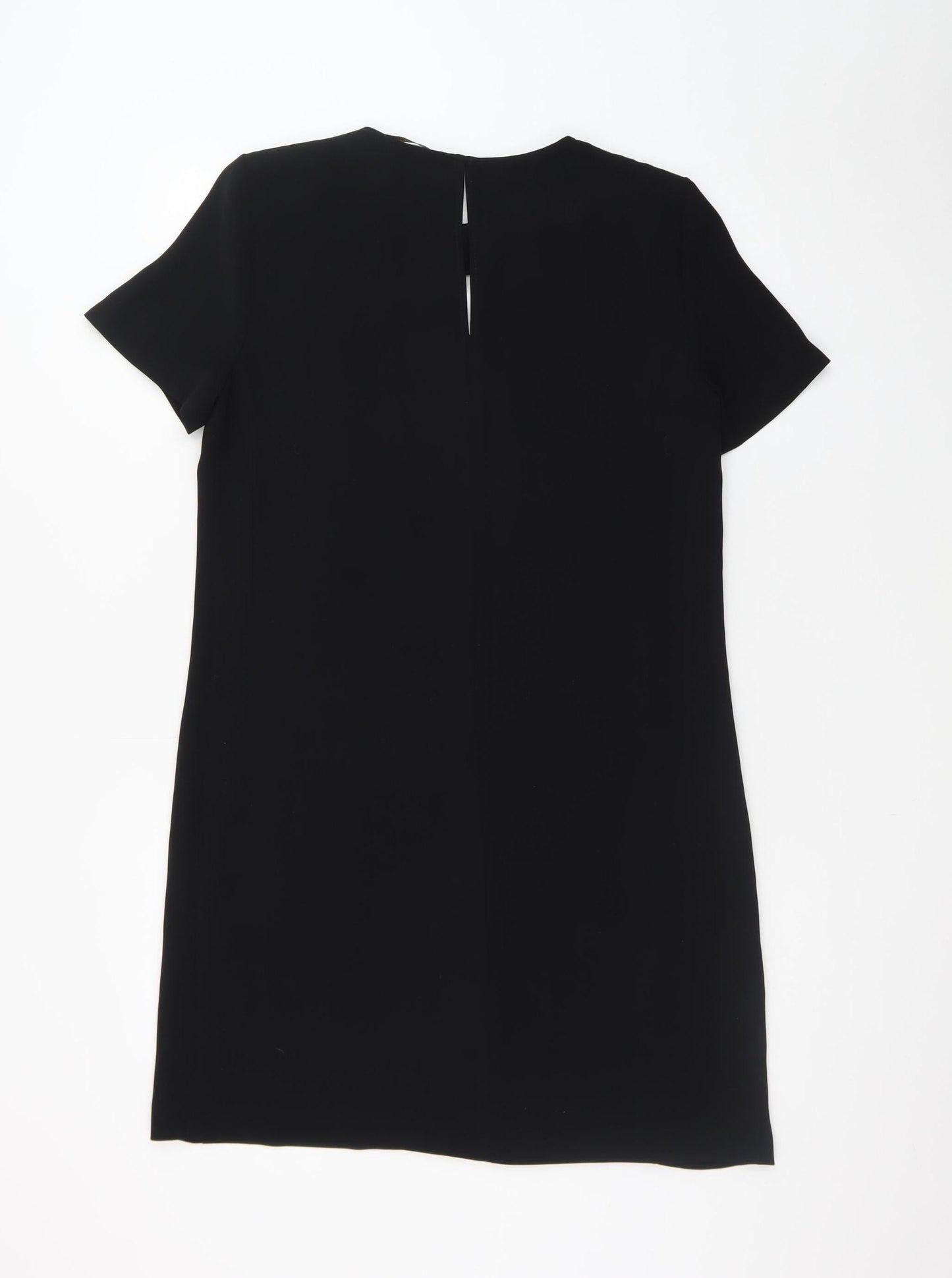 Zara Women Black White Geometric Shift Dress Size 12 Short Sleeve