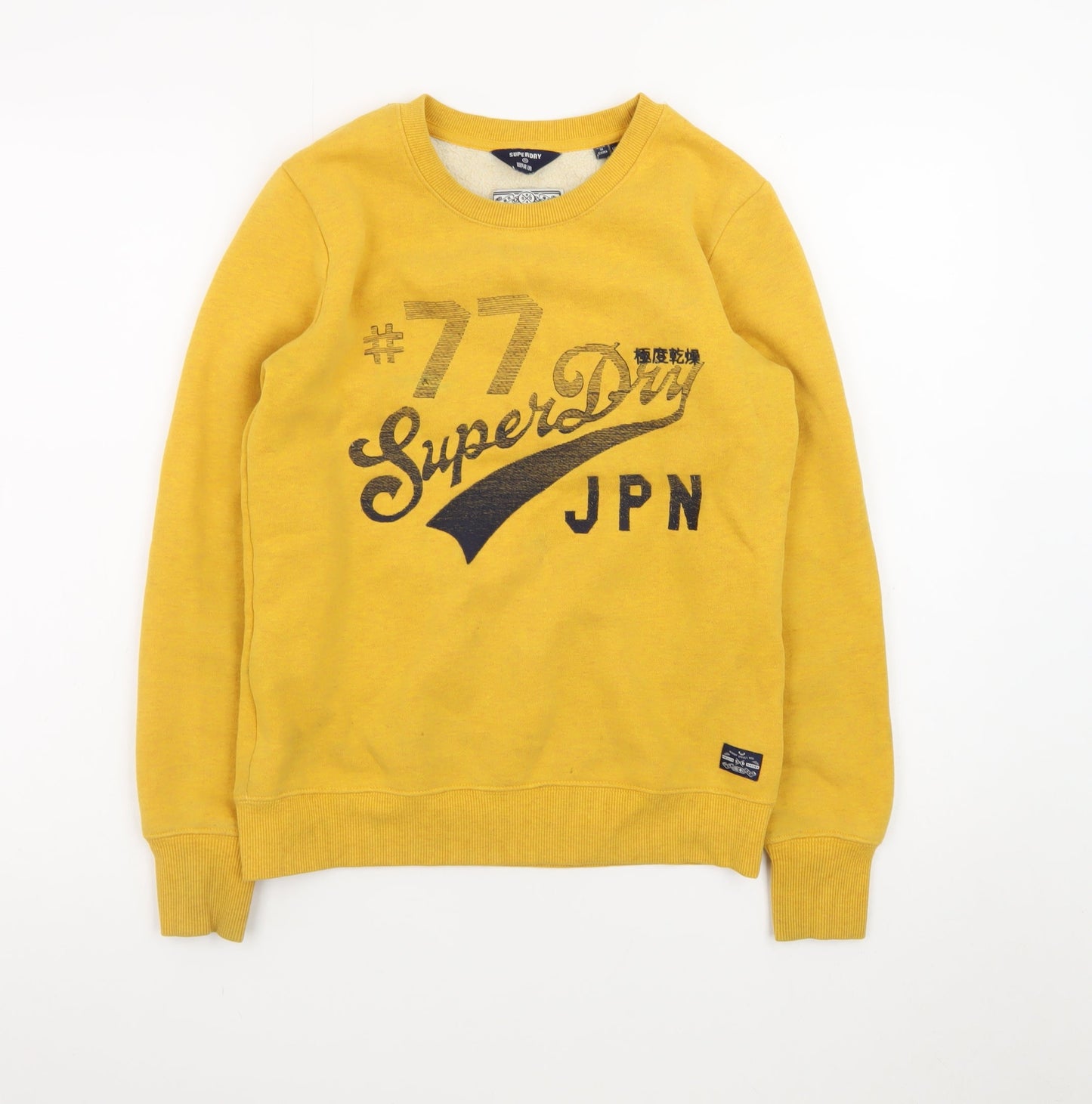 Superdry Women Yellow Crew Neck Pullover Sweatshirt UK 8