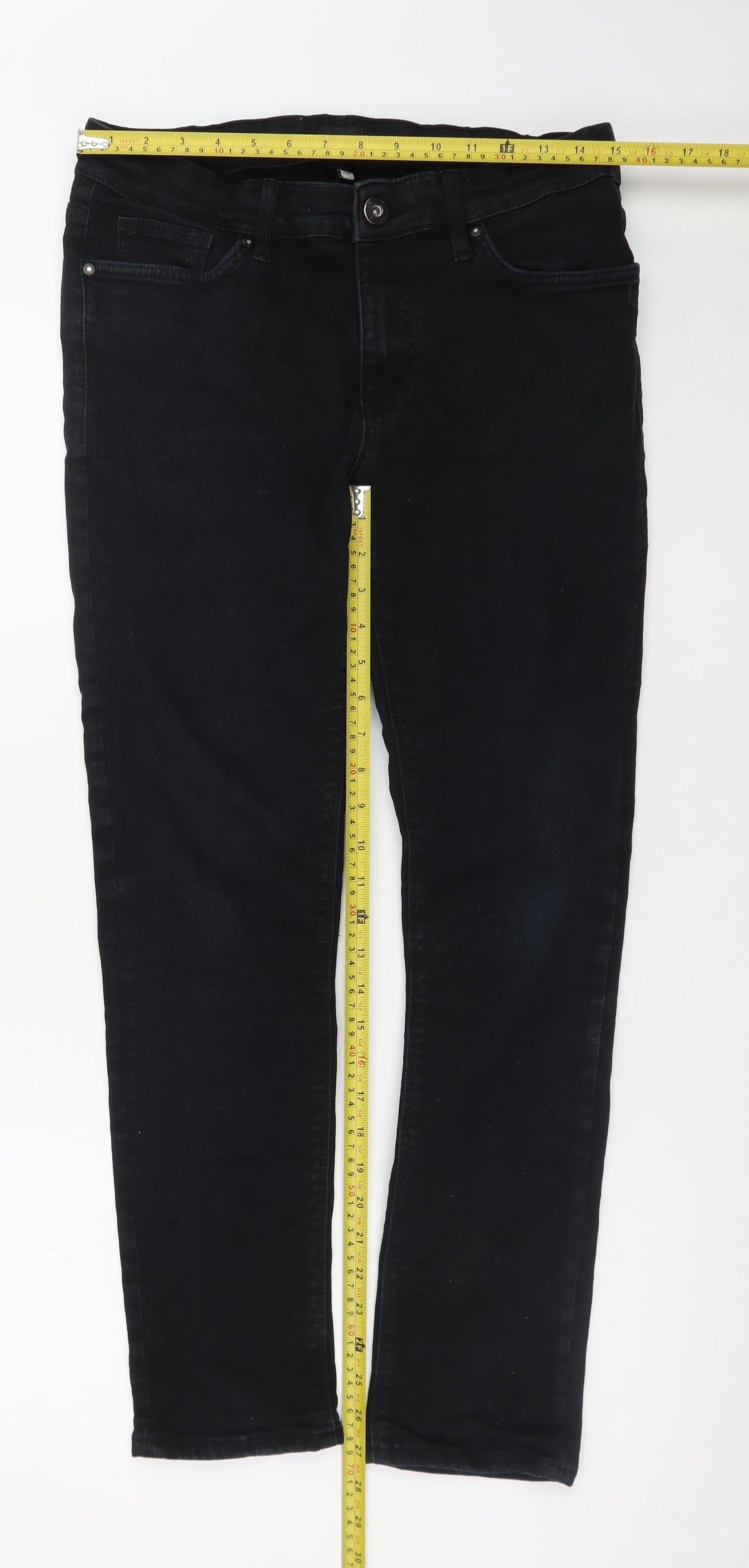 River Island Womens Black Skinny Jeans Size 32 Slim Fit Denim