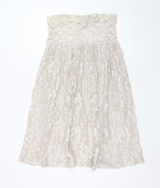 Switch USA Women's Ivory Lace A-Line Knee Length Skirt S