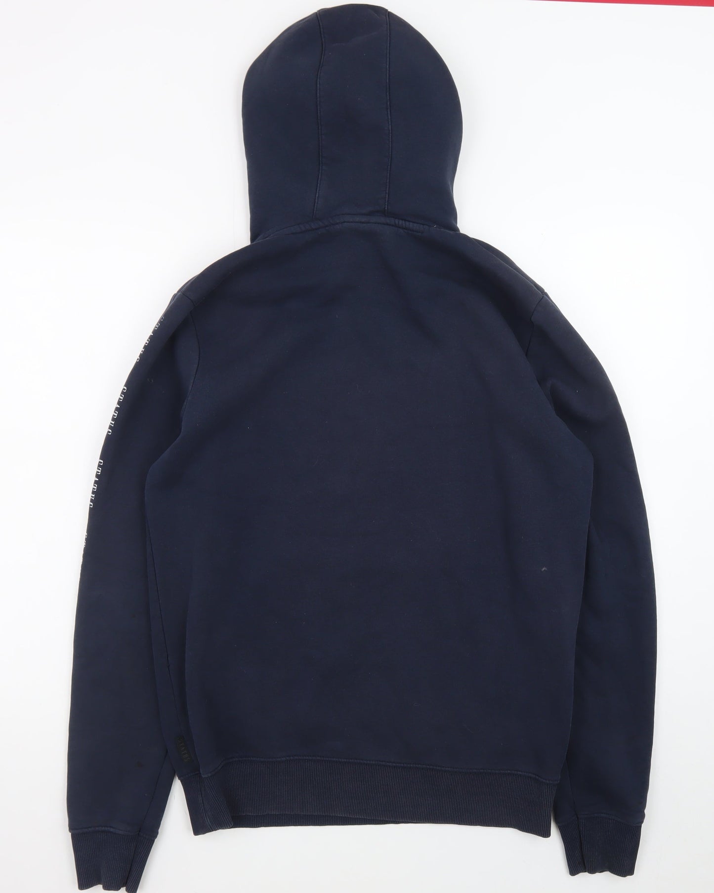 Status Men's Blue Pullover Hoodie L Fleece Graphic Logo Hooded Top