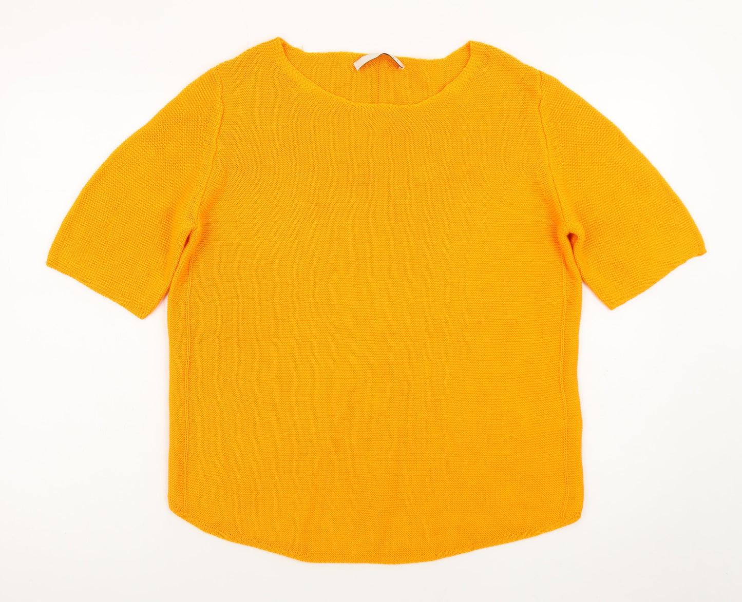 Oui Women's Orange Cotton Knit Short Sleeve Jumper Size 10