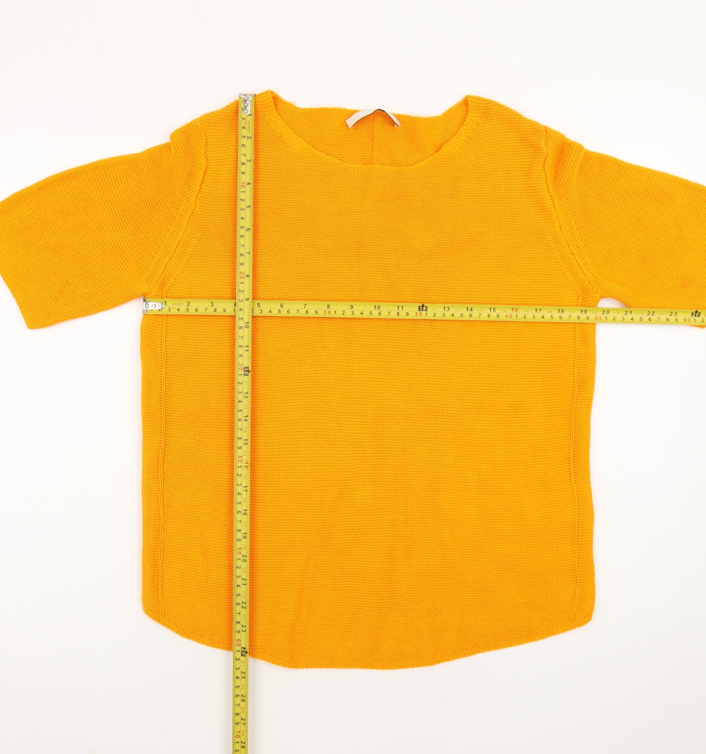 Oui Women's Orange Cotton Knit Short Sleeve Jumper Size 10