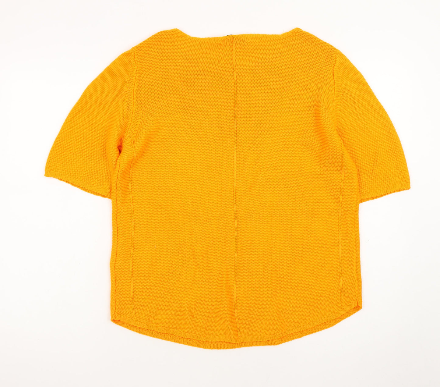 Oui Women's Orange Cotton Knit Short Sleeve Jumper Size 10