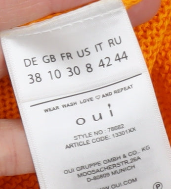 Oui Women's Orange Cotton Knit Short Sleeve Jumper Size 10