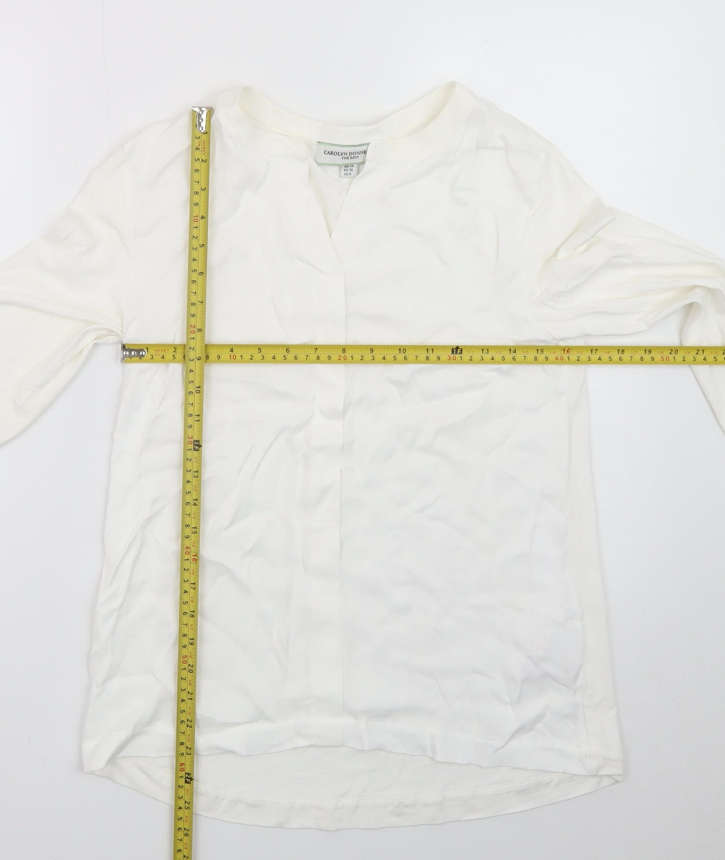 Carolyn Donnelly Women’s White Viscose Long Sleeve Blouse UK 10