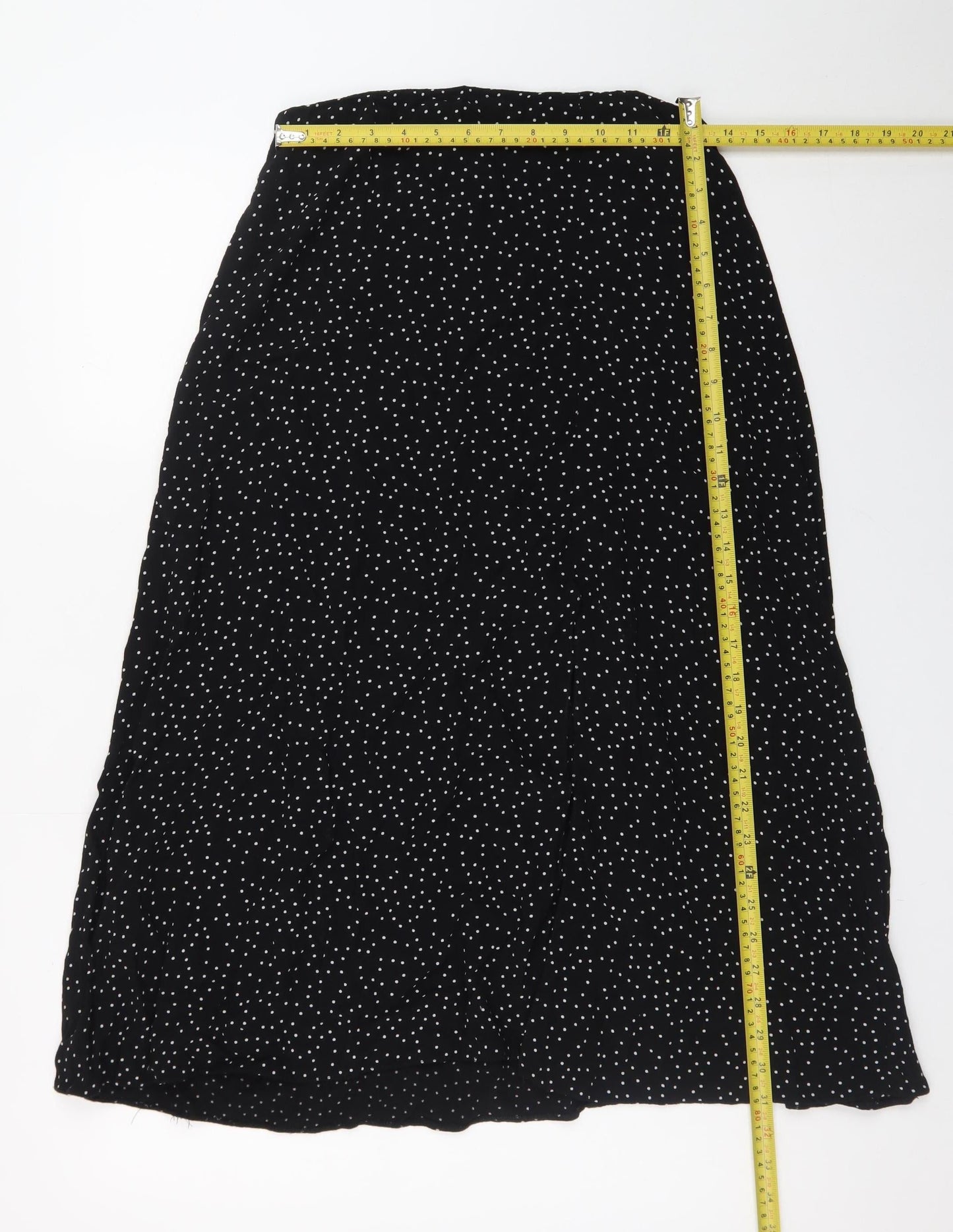 New Look Women’s Black Polka Dot A-Line Midi Skirt Size 10
