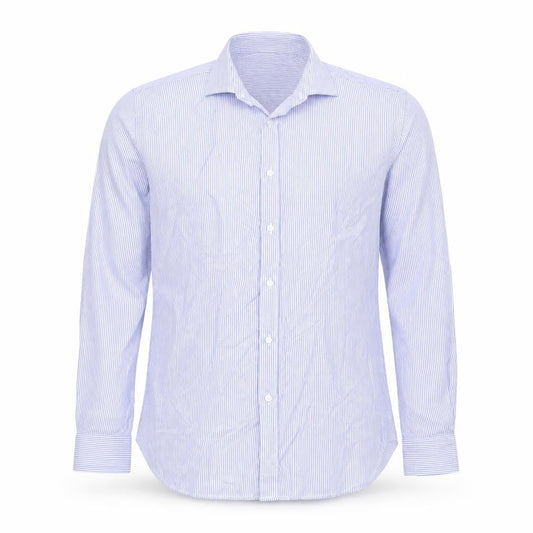 Moss 1851 Men's Blue Slim Fit Long Sleeve Striped Dress Shirt 16in