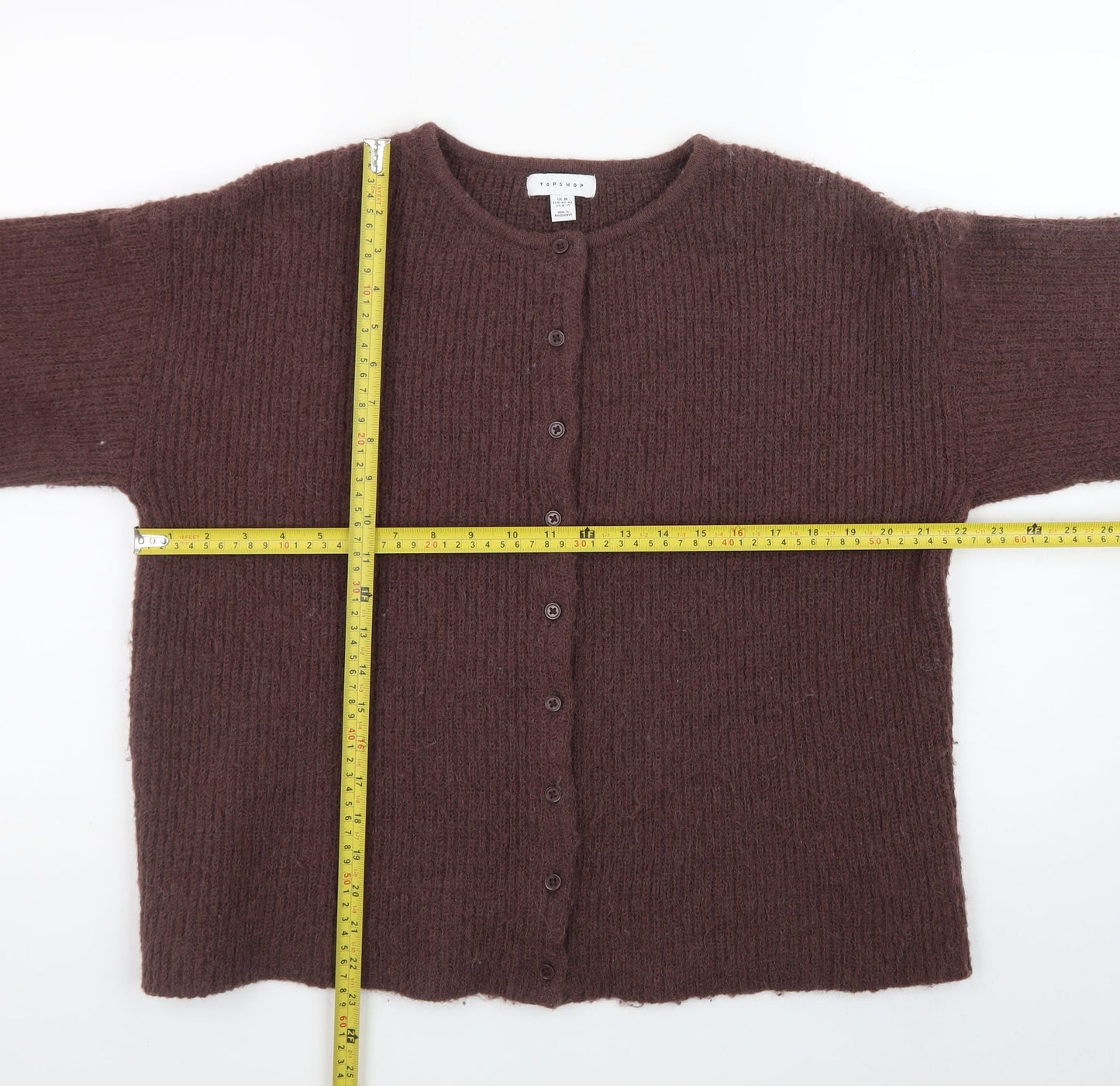Topshop Women’s Brown Knit Long Sleeve Cardigan Size M