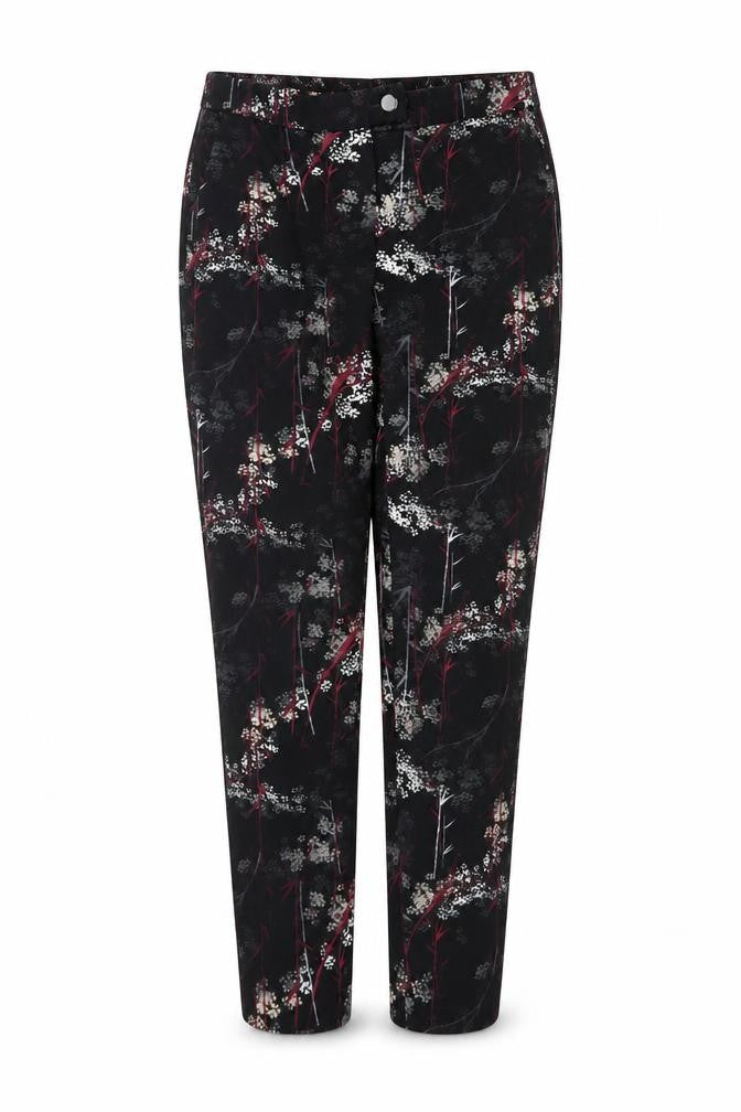 Next Women’s Black Floral Slim Trousers UK 10 Polyester Stretch